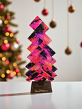 Load image into Gallery viewer, Bold Pink Contempary Patterned Handmade Herringbone Modern Acrylic and Wood Christmas Tree
