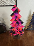 Load image into Gallery viewer, Bold Pink Contempary Patterned Handmade Herringbone Modern Acrylic and Wood Christmas Tree