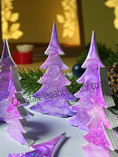 Load image into Gallery viewer, Close-up of Shimmery Silver Lavender and Pink Christmas Trees with Branches Holiday Mantelpiece showcasing intricate design details and sparkling glitter.