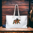 Load image into Gallery viewer, Bear with Forest of Trees Weekender Tote Bag With Rope Handles, featuring original art of a bear with trees, perfect for travel or beach outings.