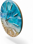 Load image into Gallery viewer, Handmade 12" Soft Turquoise Ocean Resin Wall Clock – Pastel Wave Art