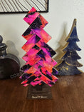 Load image into Gallery viewer, Bold Pink Contempary Patterned Handmade Herringbone Modern Acrylic and Wood Christmas Tree