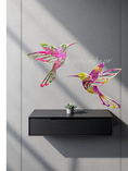 Charger l'image dans la visionneuse de la galerie, Vibrant Shimmer Hummingbird Wall Art – Handcrafted Resin on Wood (10.5" x 8.5")