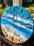 Load image into Gallery viewer, Ocean Blues 18 Inch Round Wall Clock With Real Beach Sand, Seashells, and Resin Waves