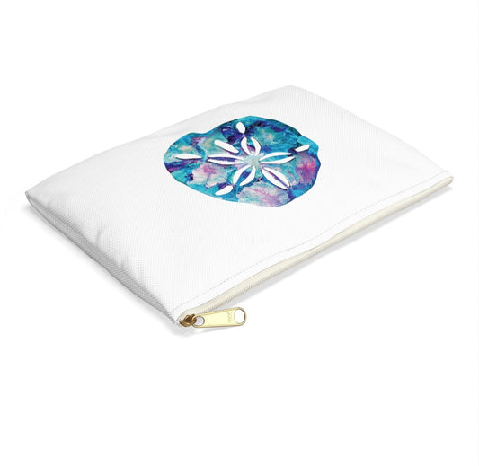 Original Art Print Blue Sand Dollar Art Accessory Pouch - Durable Cosmetic & Travel Bag, Two Sizes