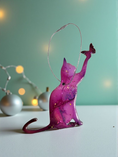 Load image into Gallery viewer, Cat Playing with Butterfly Handmade Christmas Ornaments