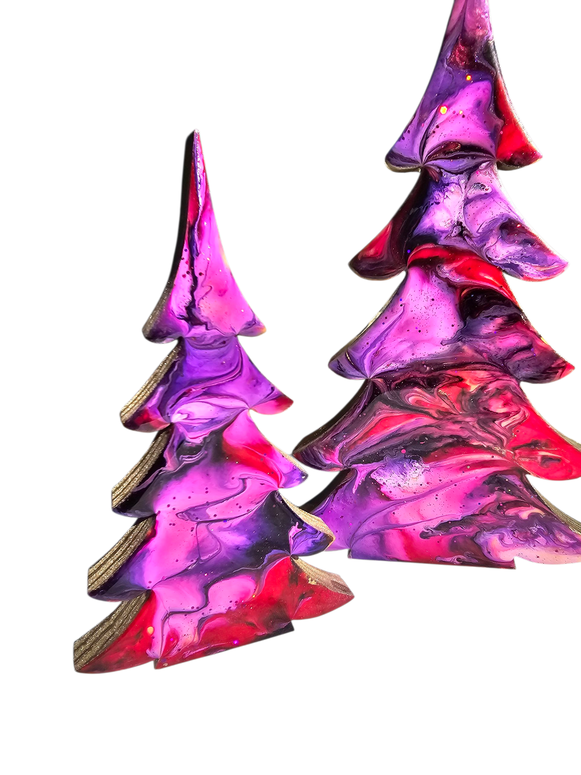 Christmas Trees with Branches Holiday Mantelpiece 3 Sizes Purple & Pink