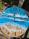 Load image into Gallery viewer, Ocean Blues 18 Inch Round Wall Clock With Real Beach Sand, Seashells, and Resin Waves