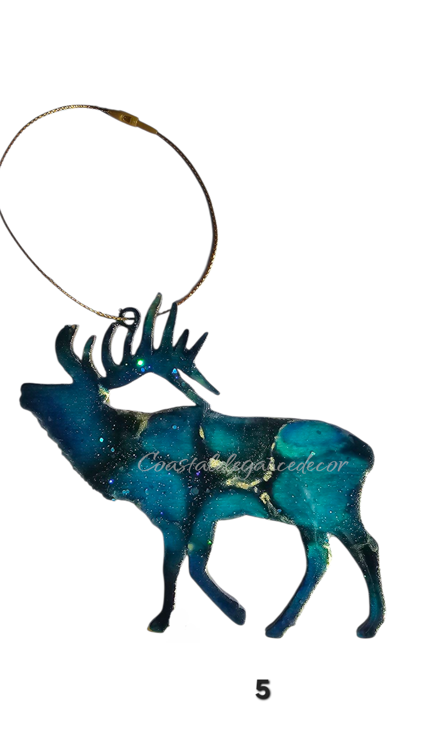 Nature Themed Standing Elk Wood and Resin Ornaments