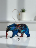 Charger l'image dans la visionneuse de la galerie, Handmade Grizzly Bear Christmas Ornament with Salmon - Rustic Wildlife Cabin Decor