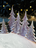Charger l'image dans la visionneuse de la galerie, Contemporary Resin Pine Tree – Frosted Plum & Snowy Silver Overlay