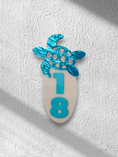 Load image into Gallery viewer, Custom 3D Turtle Address Sign | Tropical Sea Turtle Flush Mount Acrylic House Numbers