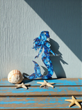 Load image into Gallery viewer, Outdoor blue marbled pattern acrylic mermaid against a patio wall