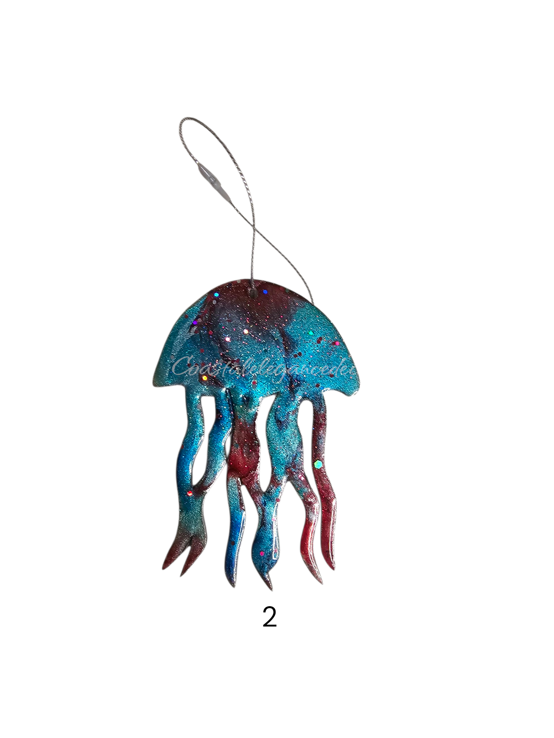 Beachy Jellyfish Handmade Christmas Tree Ornaments Resin and Wood