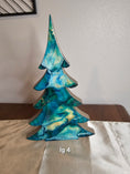 Load image into Gallery viewer, Collection of Handmade Teal and Gold Christmas Trees with Branches Holiday Shelf Sitters, highlighting unique handcrafted designs for a joyful holiday ambiance.