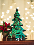 Charger l'image dans la visionneuse de la galerie, Handmade Turquoise Christmas Trees Shelf Sitter with Red Resin and Gold Accents Multiple Sizes