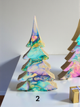 Load image into Gallery viewer, Elegant Handcrafted Pastels Tabletop Sparkly Christmas Trees 8 Inches, perfect for holiday decor with a vintage-inspired aesthetic.