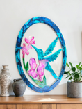 Load image into Gallery viewer, Hummingbird with Flowers Oval Frame Wall Decor