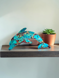 Load image into Gallery viewer, Turquoise and red with gold highlighted 15" dolphin handmade resin all decoration.