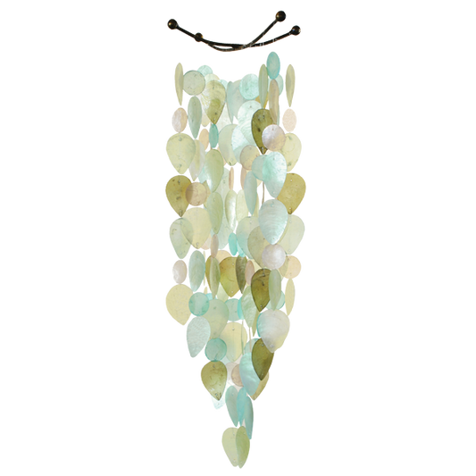 Cool Tones Capiz Patio Porch Wind Chimes Multi Shapes 24 Inch