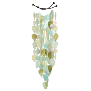 Cool Tones Capiz Patio Porch Wind Chimes Multi Shapes 24 Inch