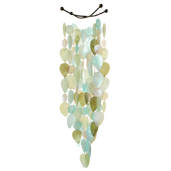 Cool Tones Capiz Patio Porch Wind Chimes Multi Shapes 24 Inch