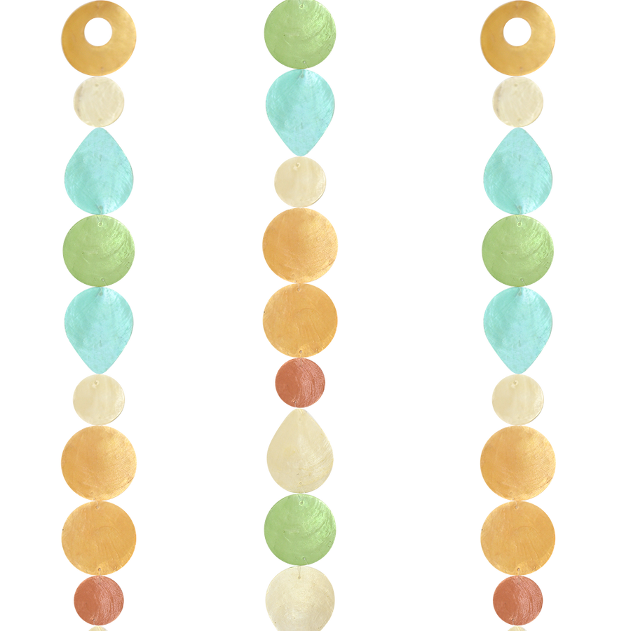 Capiz Shell Strands Patio Garden and Doorway Decoration - Tropical Flowers