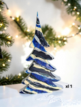 Charger l'image dans la visionneuse de la galerie, Contemporary Resin Tree – Cobalt Indigo & Silver Stripe Garland Accent

