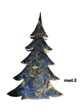 Load image into Gallery viewer, Rich Indigo Blue and Gold Handmade Resin and Wood Christmas Trees
