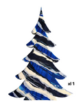 Charger l'image dans la visionneuse de la galerie, Contemporary Resin Tree – Cobalt Indigo & Silver Stripe Garland Accent
