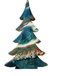 Charger l'image dans la visionneuse de la galerie, Deep Emerald Green & Copper Resin Wood Christmas Trees | 3D Tabletop Holiday Centerpiece | Emerald Copper and Geode Mantel Decor
