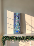 Load image into Gallery viewer, Coastal Crushed Glass Tree on Purple Shou Sugi Ban Wood (16" x 5.5")
