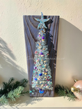 Load image into Gallery viewer, Coastal Crushed Glass Tree on Purple Shou Sugi Ban Wood (16" x 5.5")
