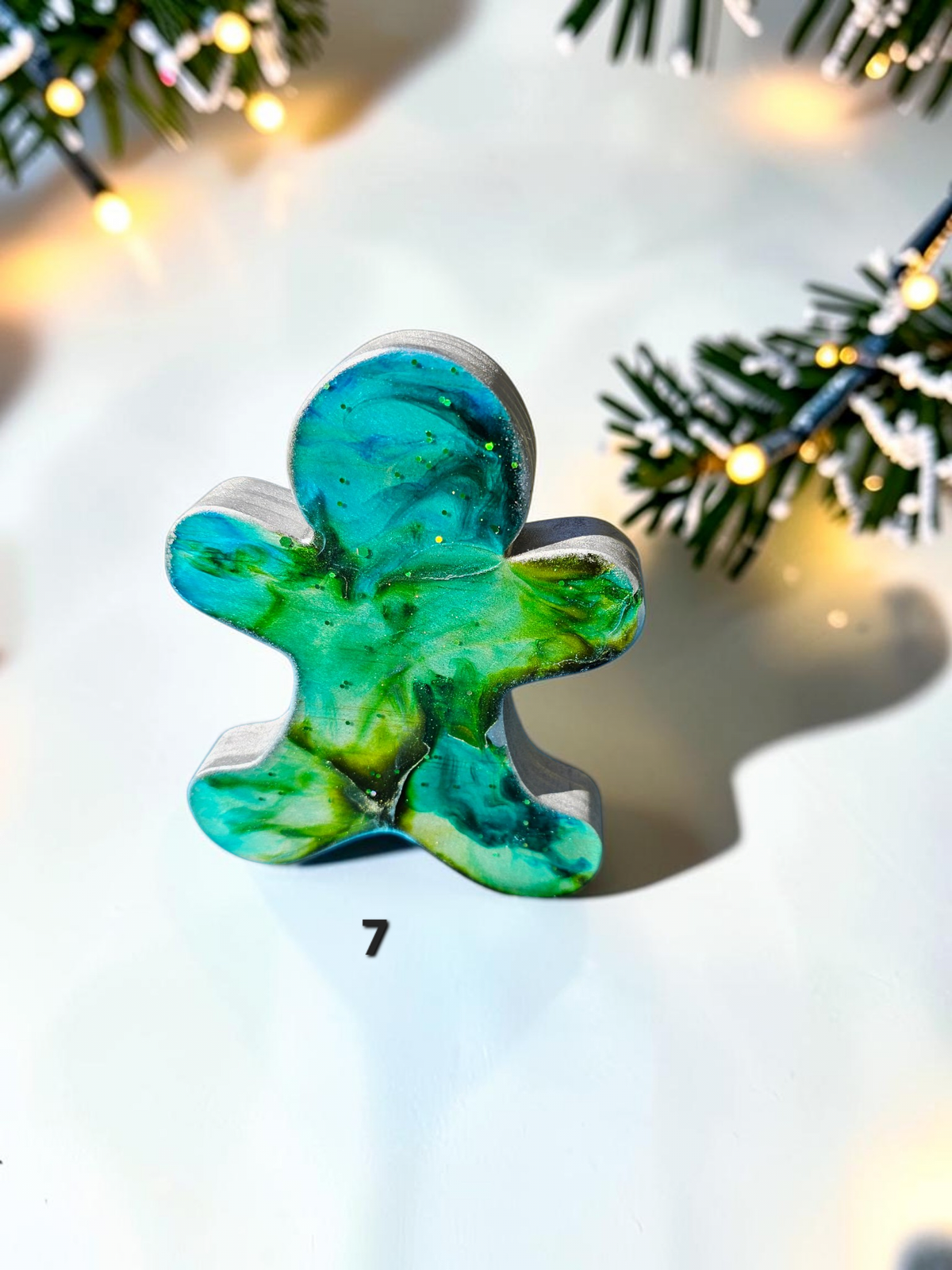 Handmade Chunky Wood and Resin Gingerbread Men and Women Tabletop Decorations