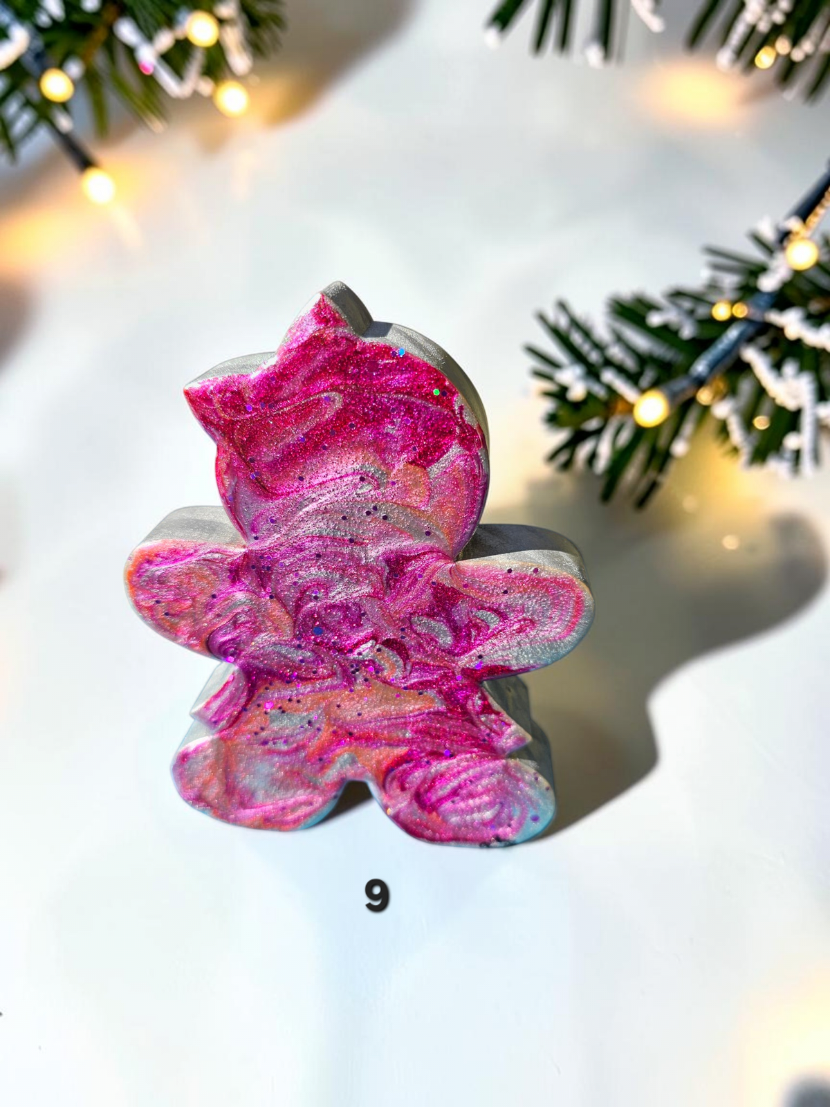 Handmade Chunky Wood and Resin Gingerbread Men and Women Tabletop Decorations