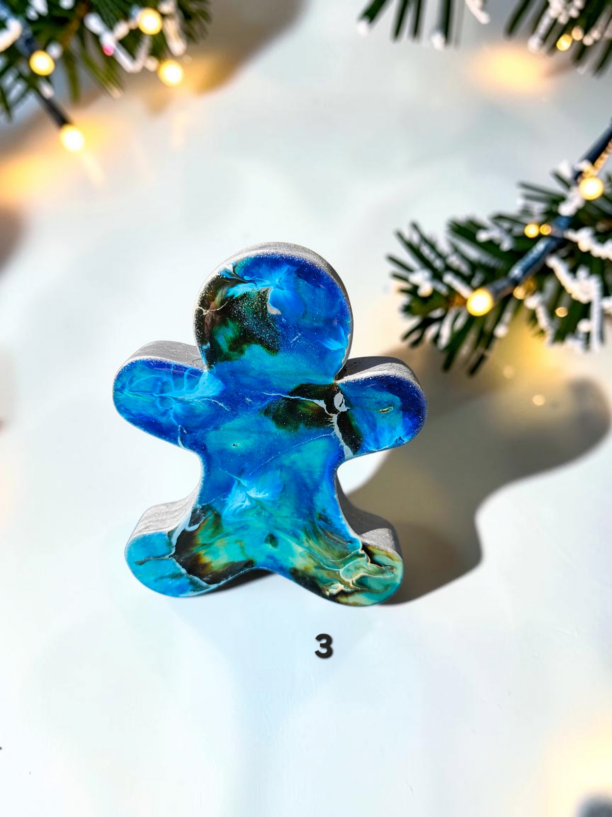 Handmade Chunky Wood and Resin Gingerbread Men and Women Tabletop Decorations
