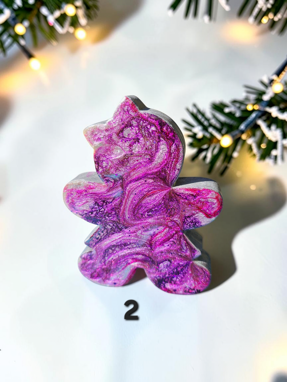 Handmade Chunky Wood and Resin Gingerbread Men and Women Tabletop Decorations