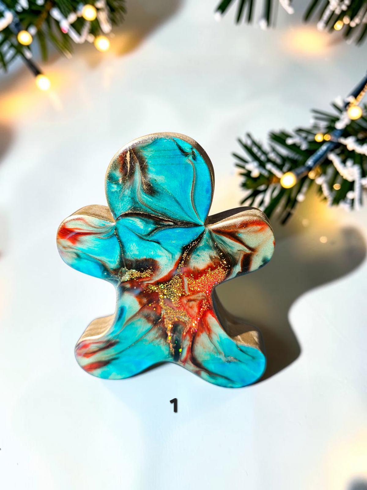 Handmade Chunky Wood and Resin Gingerbread Men and Women Tabletop Decorations