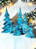 Load image into Gallery viewer, Handmade Light Blue, Navy & Gold Resin Wood Trees | Coastal Contemporary Tabletop Decor
