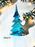 Load image into Gallery viewer, Handmade Light Blue, Navy & Gold Resin Wood Trees | Coastal Contemporary Tabletop Decor
