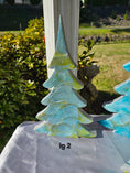 Charger l'image dans la visionneuse de la galerie, Handmade Blue Green Silver Resin Christmas Trees Holiday Mantelpiece 3 Sizes
