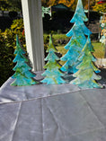 Charger l'image dans la visionneuse de la galerie, Handmade Blue Green Silver Resin Christmas Trees Holiday Mantelpiece 3 Sizes
