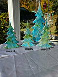 Charger l'image dans la visionneuse de la galerie, Handmade Blue Green Silver Resin Christmas Trees Holiday Mantelpiece 3 Sizes
