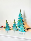 Charger l'image dans la visionneuse de la galerie, Handmade Blue Green Silver Resin Christmas Trees Holiday Mantelpiece 3 Sizes

