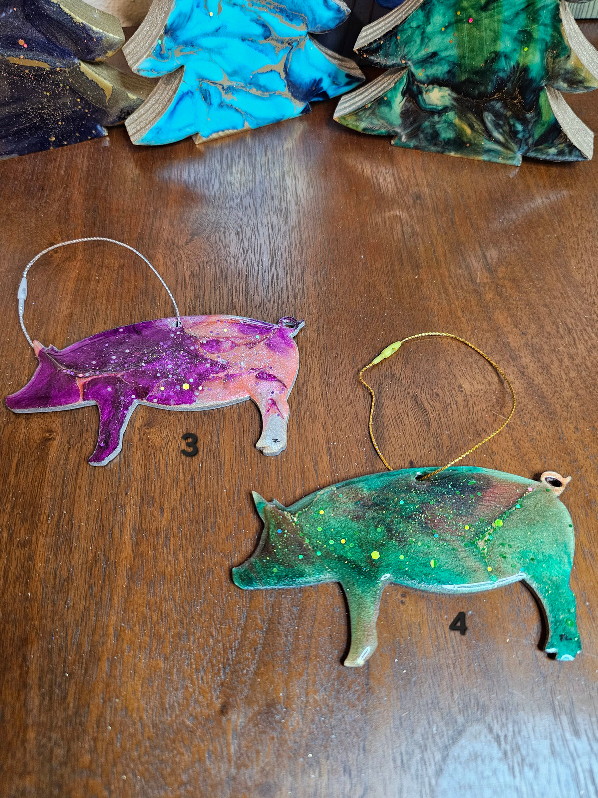 Handmade Barnyard Farm Pig Christmas Tree Ornaments