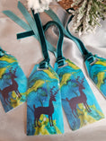 Load image into Gallery viewer, Turquoise Deer Personalizable Original Art Acrylic Gift Tag & Keepsake Ornament | Reusable
