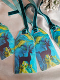 Load image into Gallery viewer, Turquoise Deer Personalizable Original Art Acrylic Gift Tag & Keepsake Ornament | Reusable
