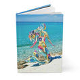 Load image into Gallery viewer, Beautiful Multi-Color Mermaid Tropical Beach Hardcover Journal featuring a vibrant print of a resin mermaid against a tropical beach backdrop.
