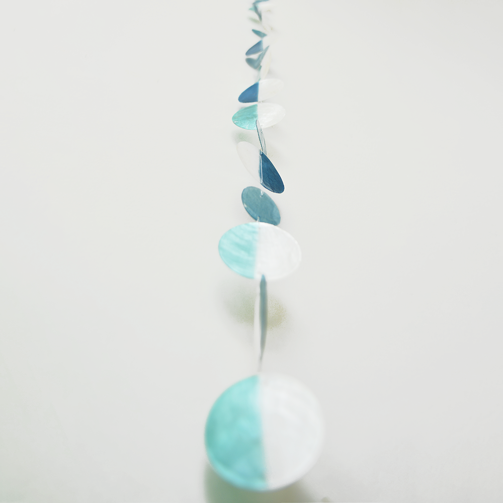 Two Tone 72-Inch Capiz Shell Strands in Blue and Green - Indoor/Outdoor Hanging Decor