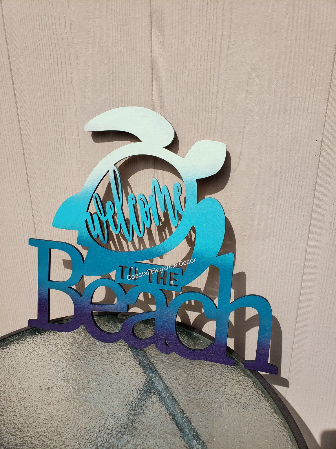 Turtle Ombre Welcome To Beach Sign Wood Decor